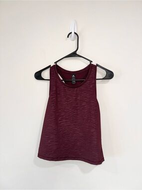 90 Degree By Reflex Maroon Zebra Print Textured Racerback Tank
